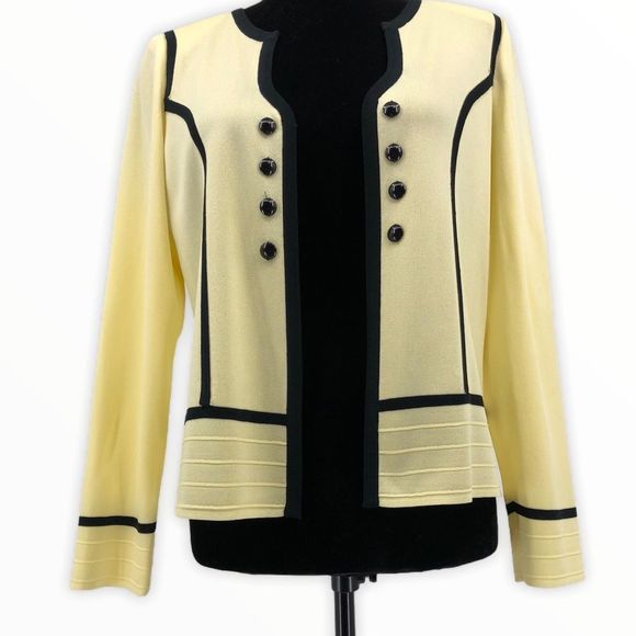 Ming Wang Yellow Contrast Button Knit Blazer - Picture 5 of 15